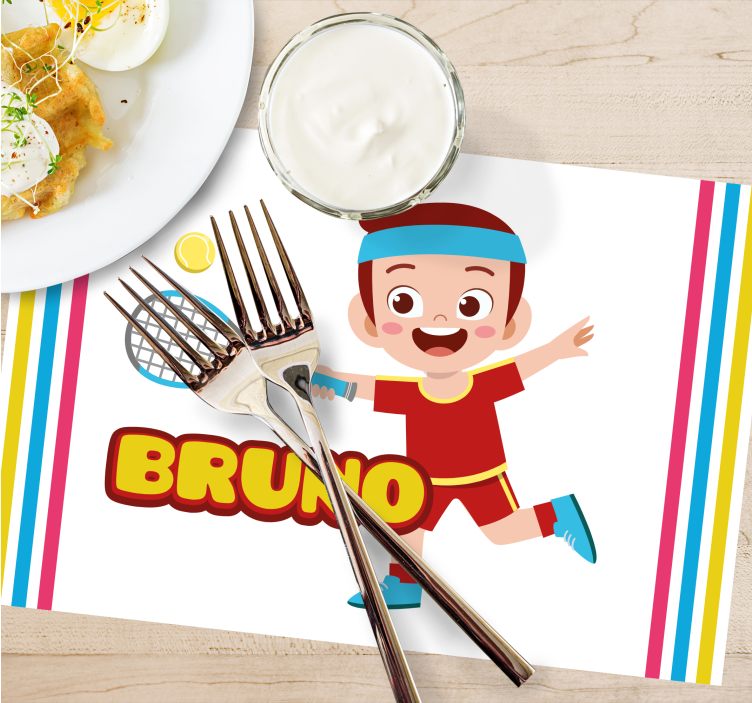 이름 플레이스매트가 있는 어린이 테니스 선수 - TenStickers