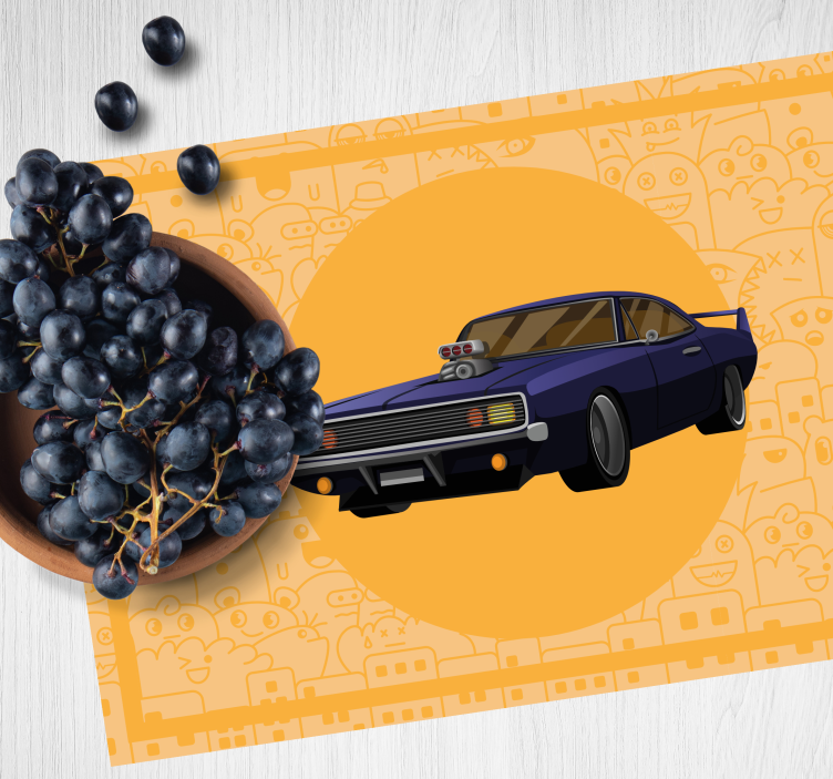 근육 달리기 자동차 만화 원래 플레이스 매트 - TenStickers