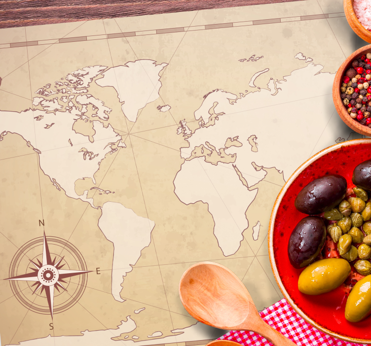 빈티지 세계지도 비닐 플레이스 매트 - TenStickers