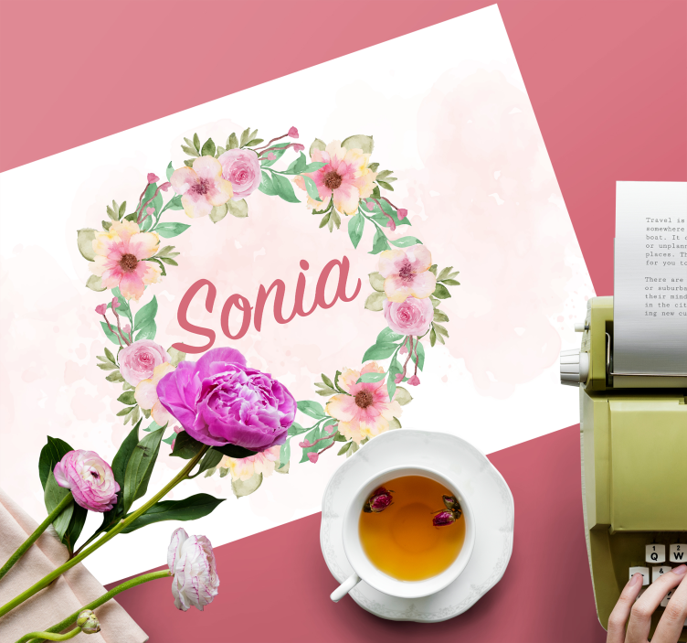 이름이 있는 식탁보 수채화 꽃 - TenStickers