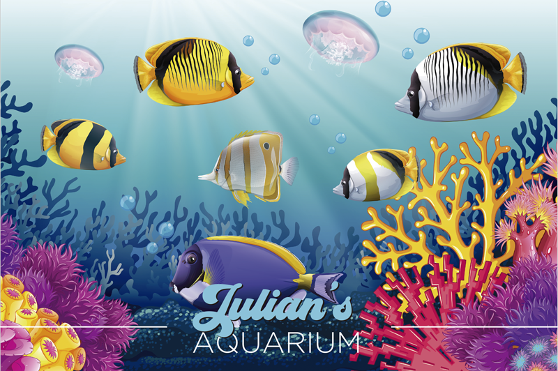 바다에서 물고기 수영 - TenStickers