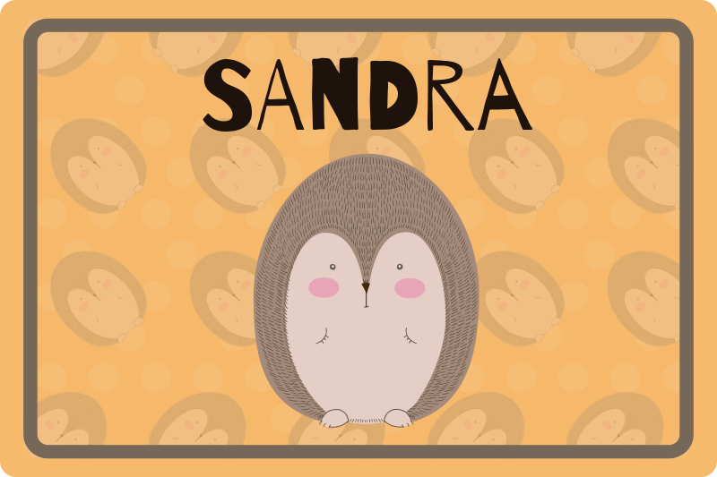 고슴도치 플레이스 매트 이름으로 그린 고슴도치 - TenStickers