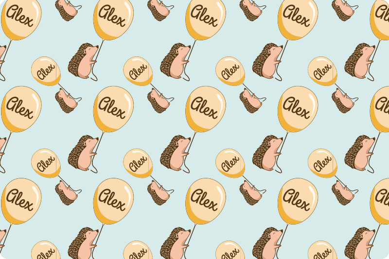 어린 이용 식탁보 고슴도치와 이름이 있는 풍선 - TenStickers