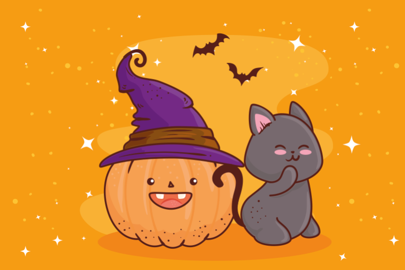 호박 머리 마녀 어린이 플레이스 매트 - TenStickers