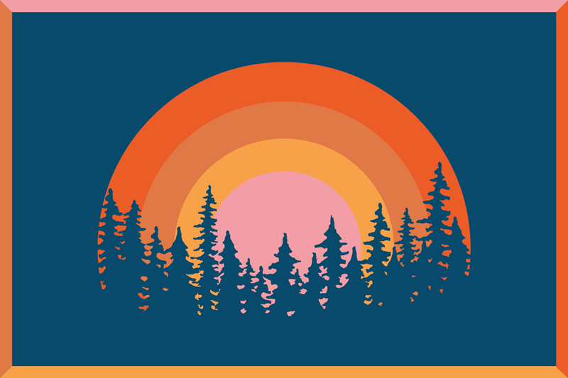 벽난로 카프리초소 생생한 무지개 풍경 - TenStickers