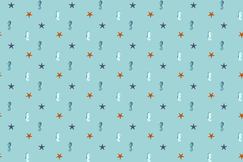 벽난로 카프리초소 해마와 불가사리 패턴 - TenStickers