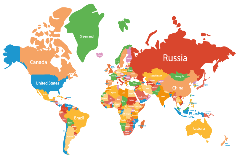 다채로운 세계지도 원래 플레이스 매트 - TenStickers