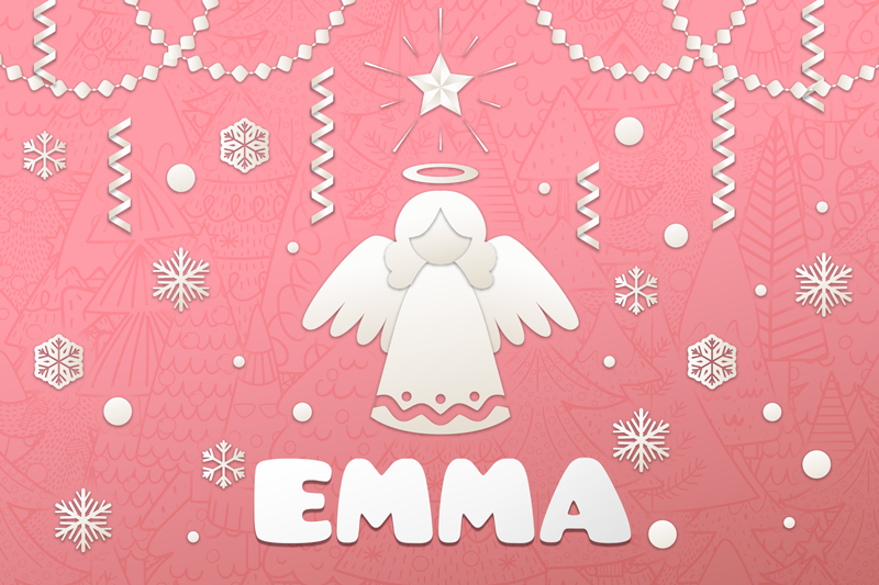 천사와 나무 텍스트 크리스마스 플레이스 매트 - TenStickers