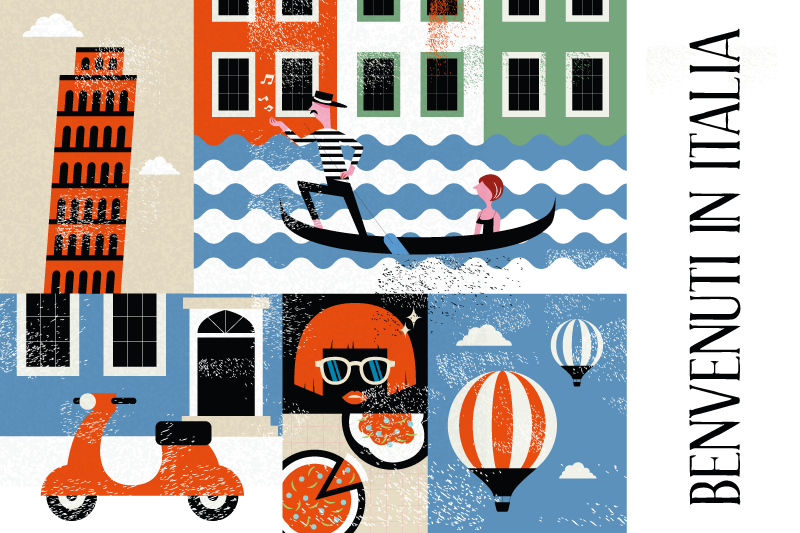 벽난로 카프리초소 생동감 넘치는 이탈리아 풍경 - TenStickers