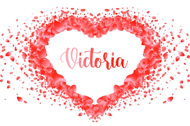 이름 플레이스 매트와 하트를 형성하는 꽃잎 - TenStickers