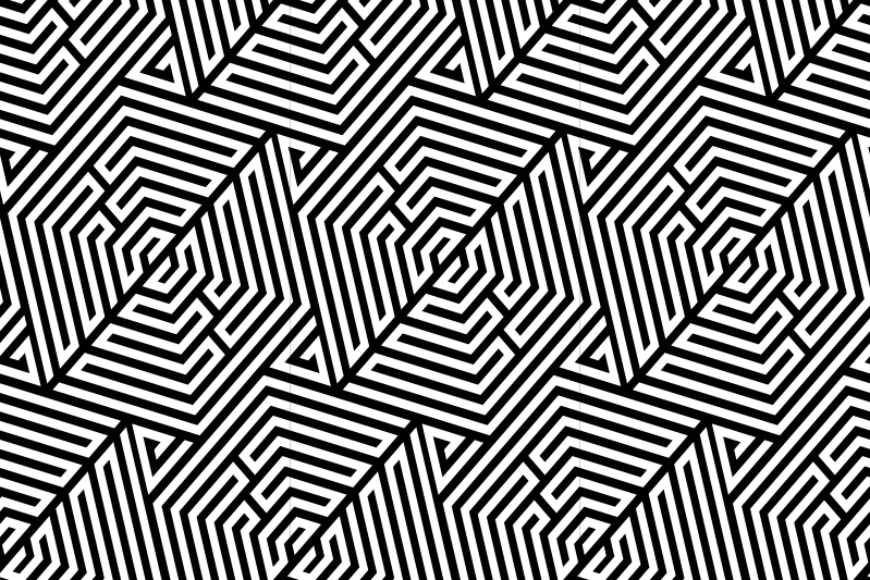 현대식 식탁보 기하학적 블랙 패턴 - TenStickers