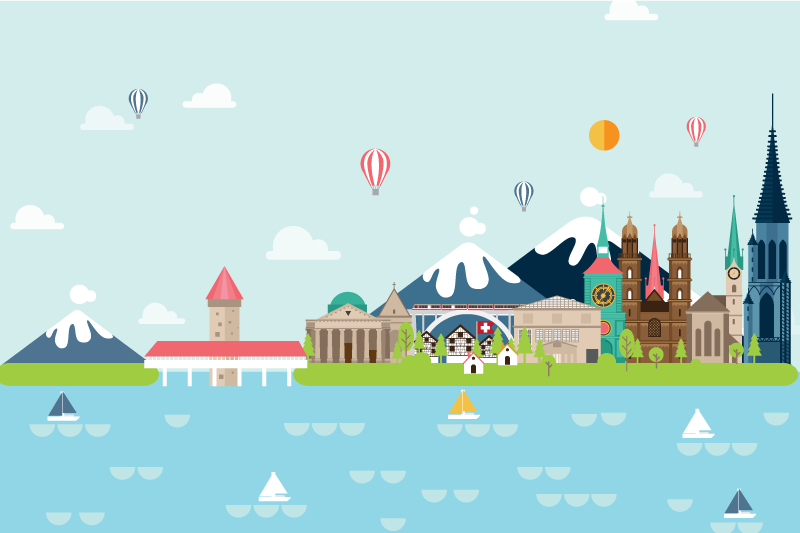 벽난로 카프리초소 다채로운 도시 풍경 장면 - TenStickers