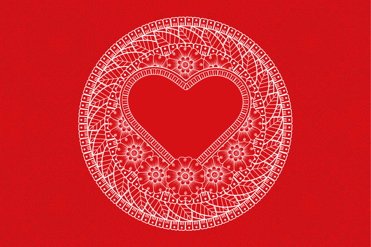 식탁보 코밀라 하트 모티프 패턴 - TenStickers