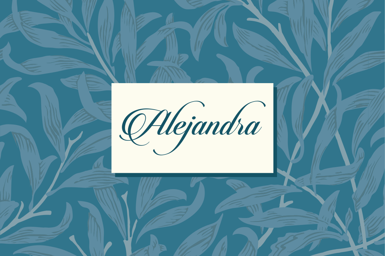 이름이 있는 식탁보 우아한 잎 디자인 - TenStickers