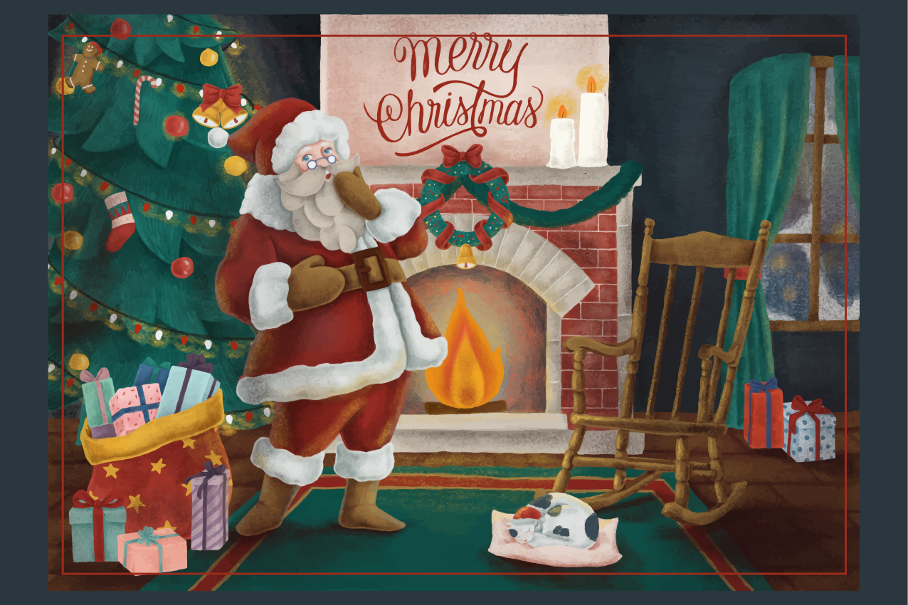 크리스마스 식탁보 산타클로스 모임 - TenStickers