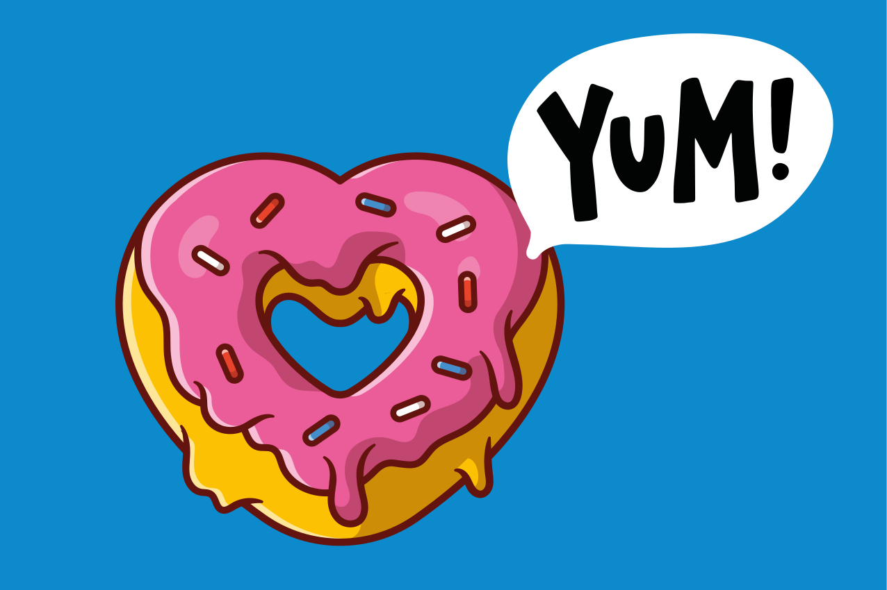 사랑 메시지 홈 플레이스 매트와 귀여운 사랑 도넛 - TenStickers