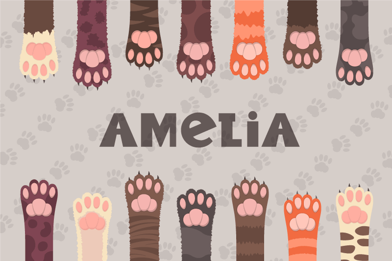 여러 가지 빛깔의 고양이 발 맞춤 플레이스 매트 - TenStickers