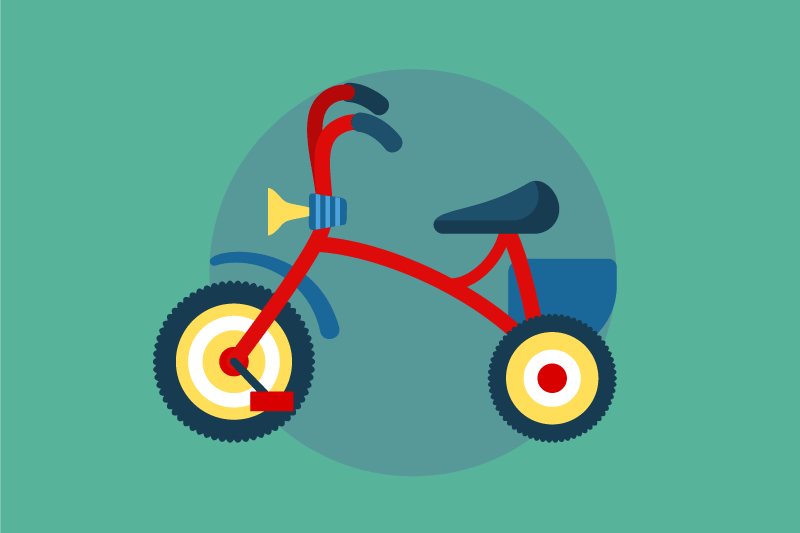 어린 이용 식탁보 삼륜자전거와 경적 - TenStickers