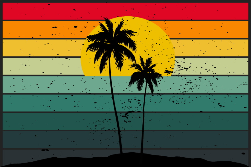 벽난로 카프리초소 열대 석양 풍경 - TenStickers