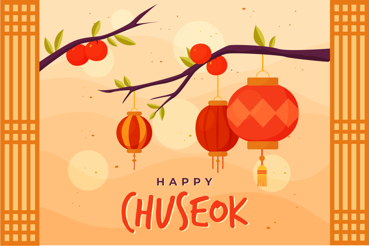 행복한 추석 사과 인용 플레이스 매트 - TenStickers