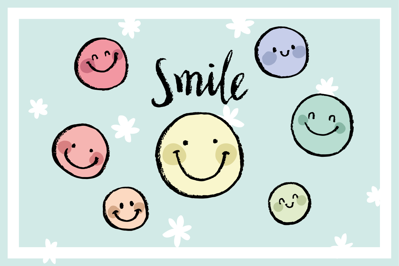 크레용 색 미소 이모티콘 플레이스 매트 - TenStickers