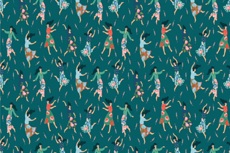 벽난로 카프리초소 무용하는 여성 모티프 - TenStickers