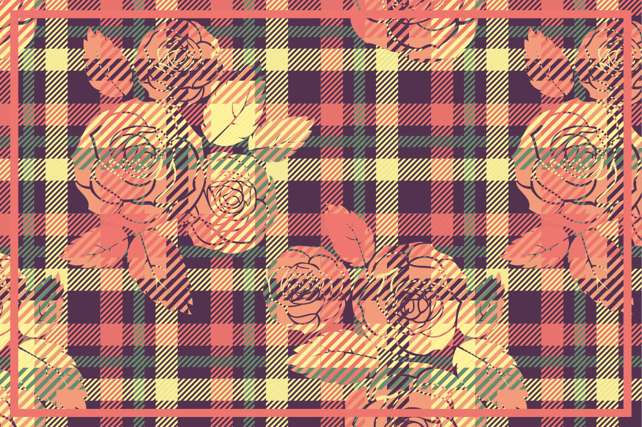 질감이 있는 식탁보 식물 그리드 배열 - TenStickers