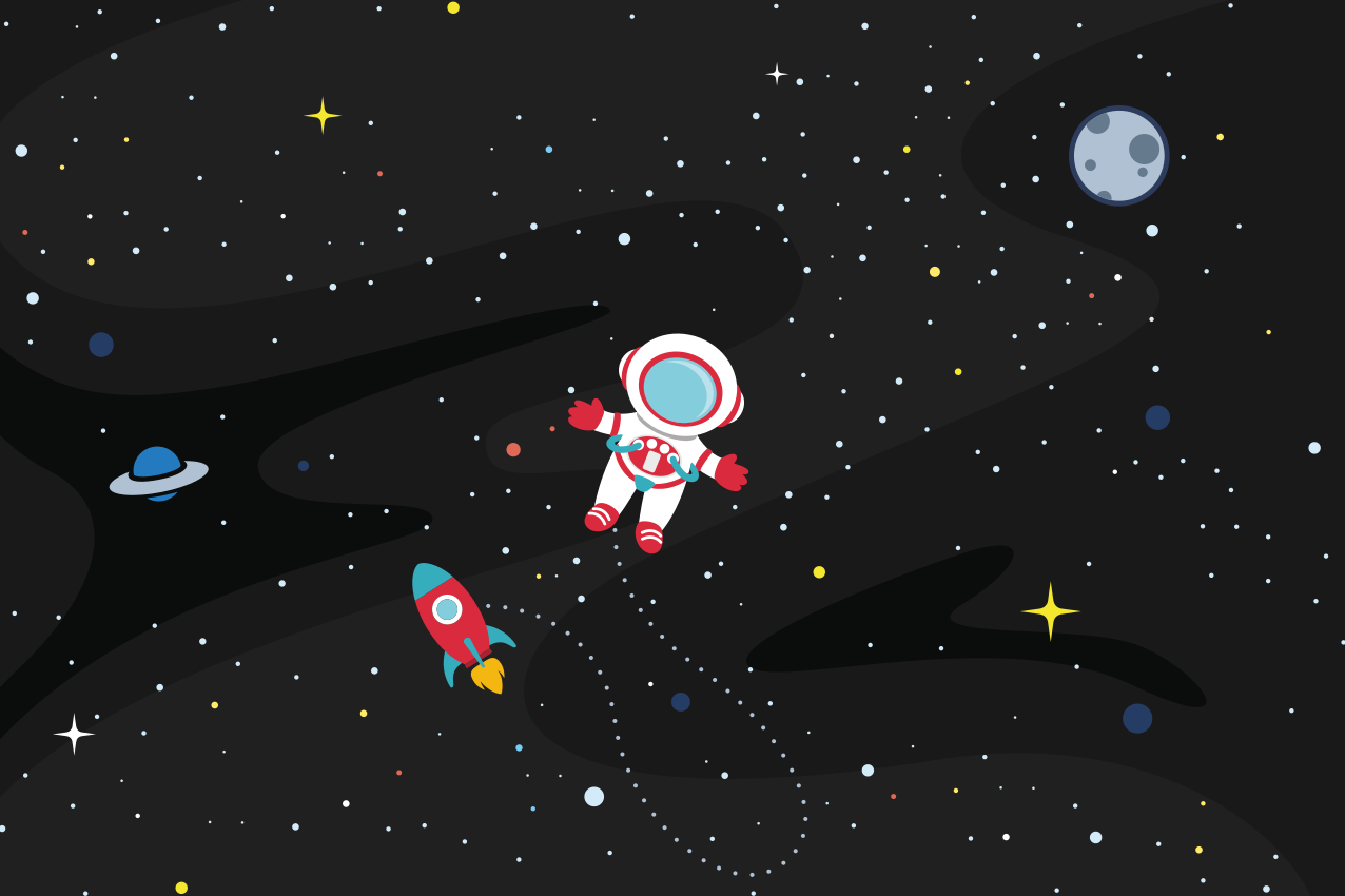 어린 이용 식탁보 우주비행사와 로켓 - TenStickers