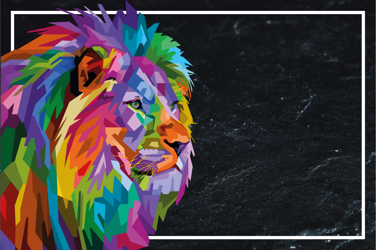 벽난로 카프리초소 다채로운 사자 얼굴 - TenStickers