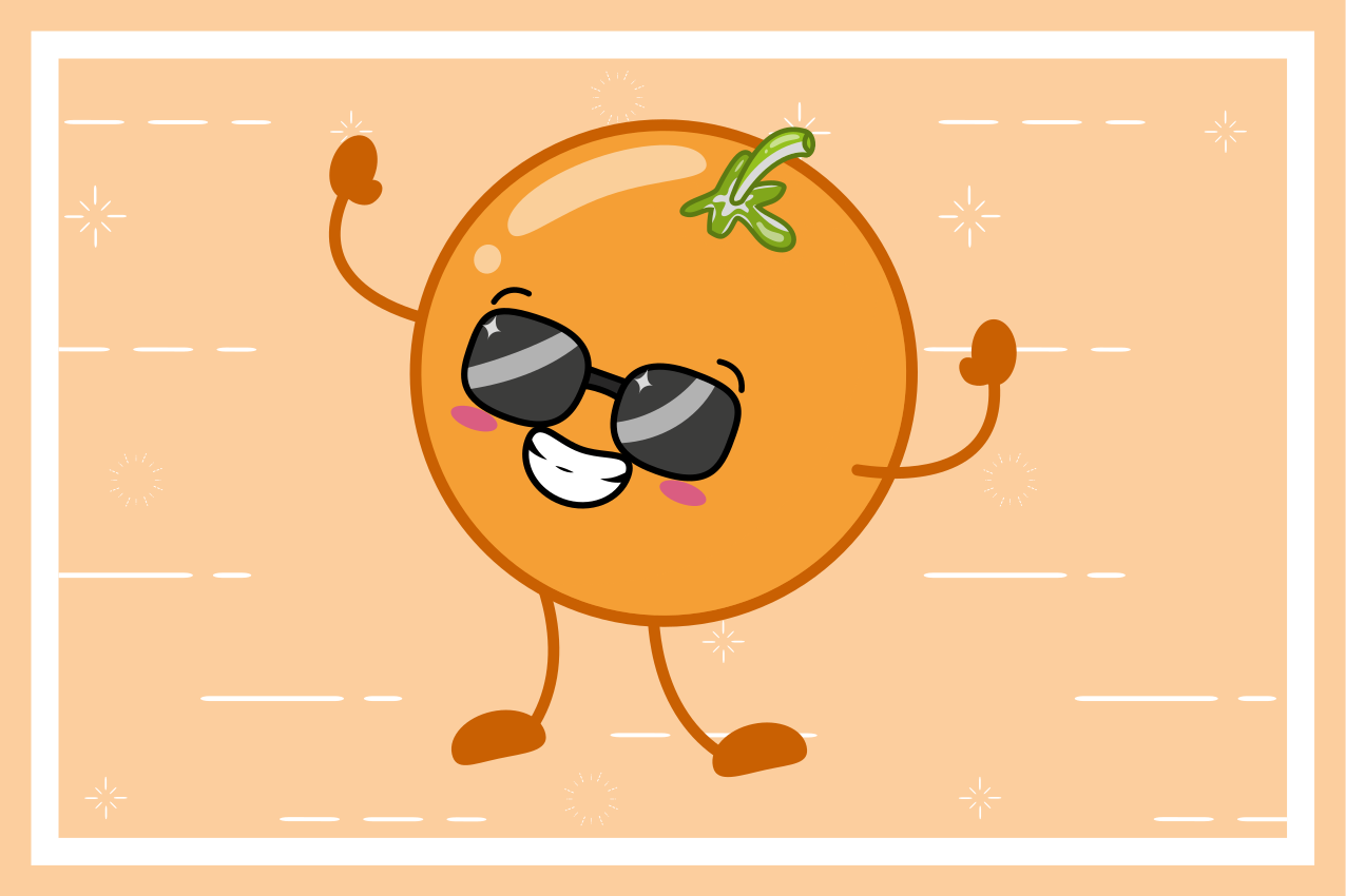 어린 이용 식탁보 행복한 오렌지 캐릭터 - TenStickers