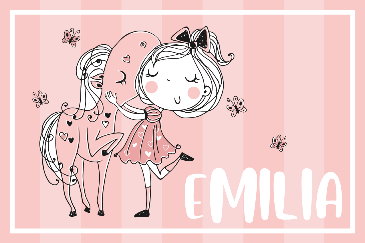 어린 이용 식탁보 매력적인 소녀 말 - TenStickers