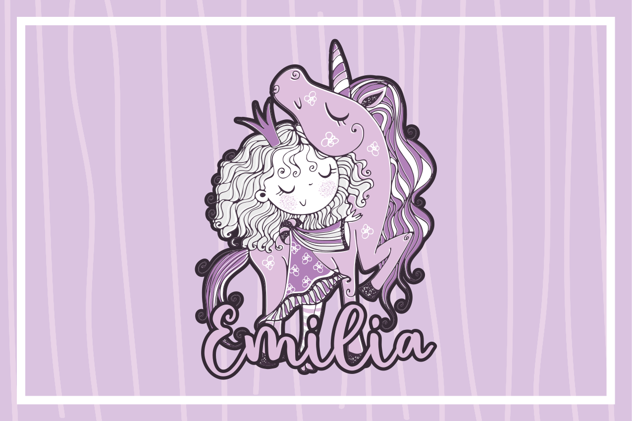 어린 이용 식탁보 귀여운 유니콘 포옹 - TenStickers