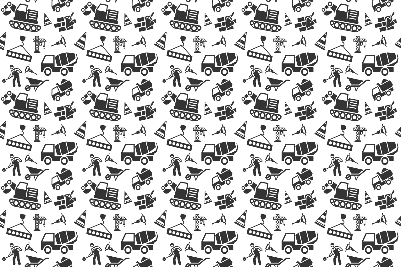 어린 이용 식탁보 건설 테마 패턴 - TenStickers