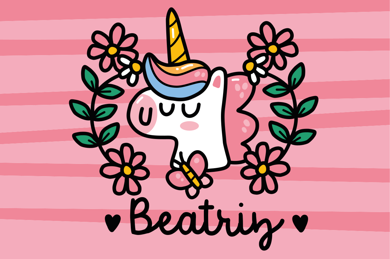 어린 이용 식탁보 유니콘과 꽃이 있는 환상적인 디자인 - TenStickers