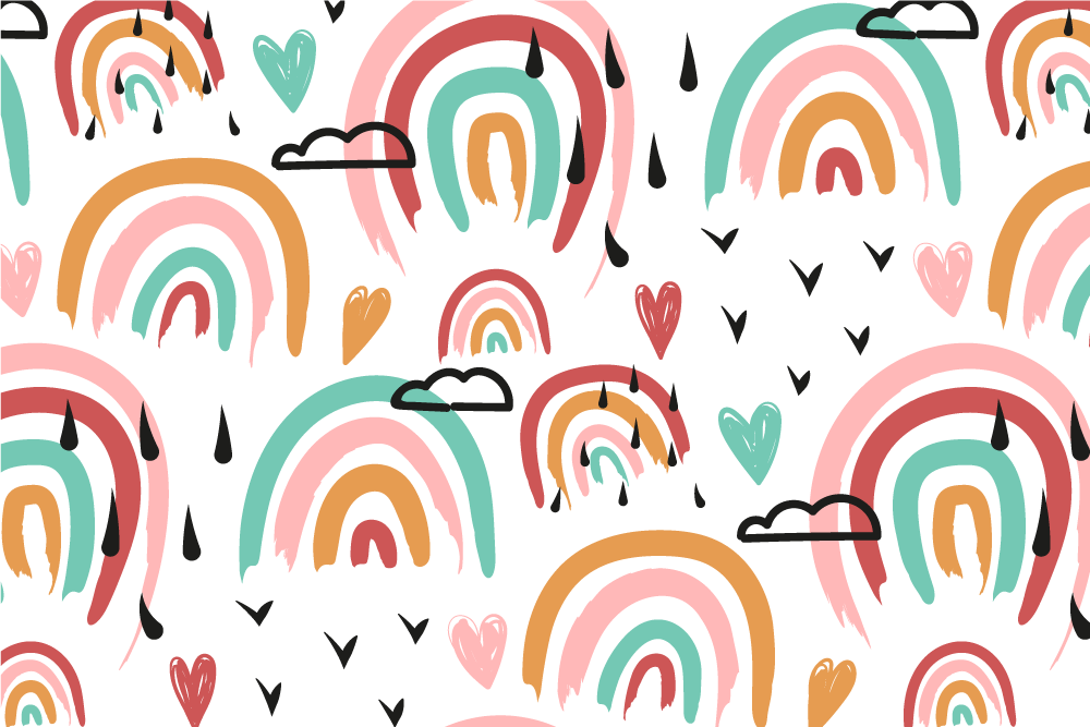 어린 이용 식탁보 무지개 하트 패턴 - TenStickers