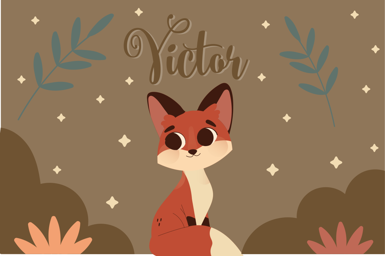 어린 이용 식탁보 귀여운 여우 캐릭터 - TenStickers