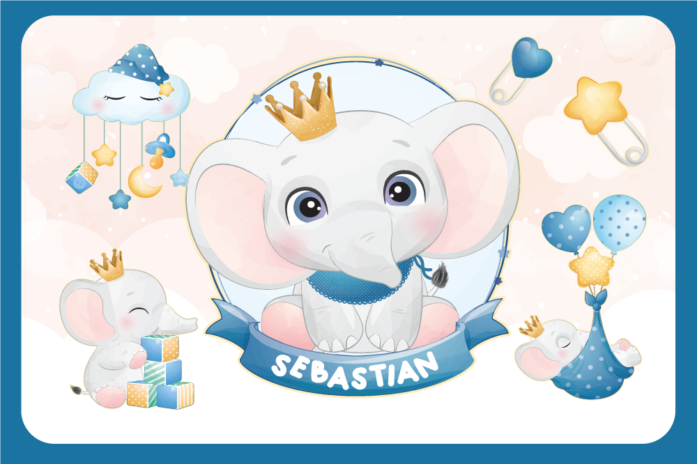 어린 이용 식탁보 귀여운 코끼리 일러스트 - TenStickers