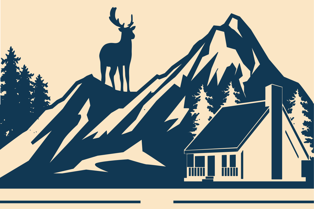 벽난로 카프리초소 대자연의 산악 풍경 - TenStickers