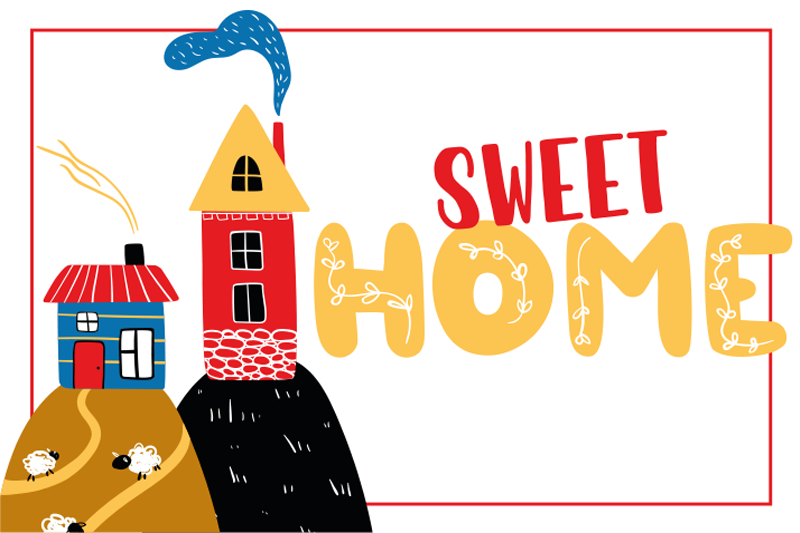 어린 이용 식탁보 다채로운 집 풍경 - TenStickers