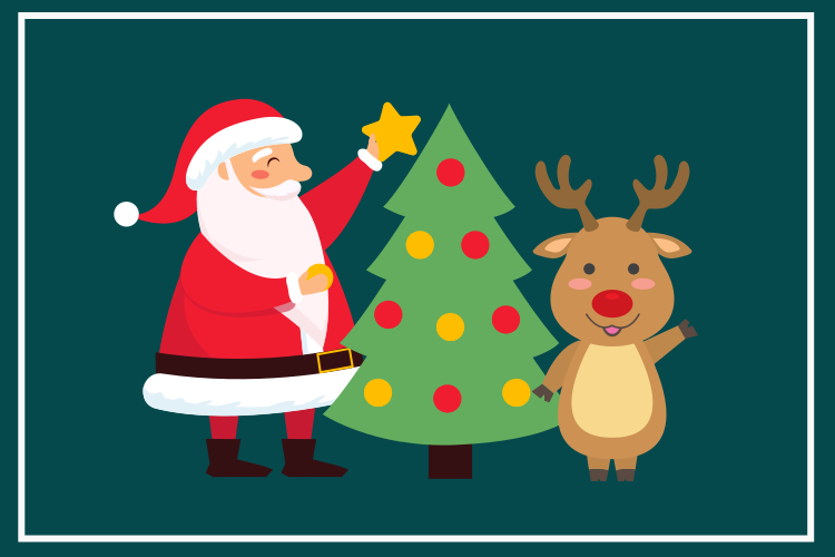 크리스마스 식탁보 산타와 순록 - TenStickers