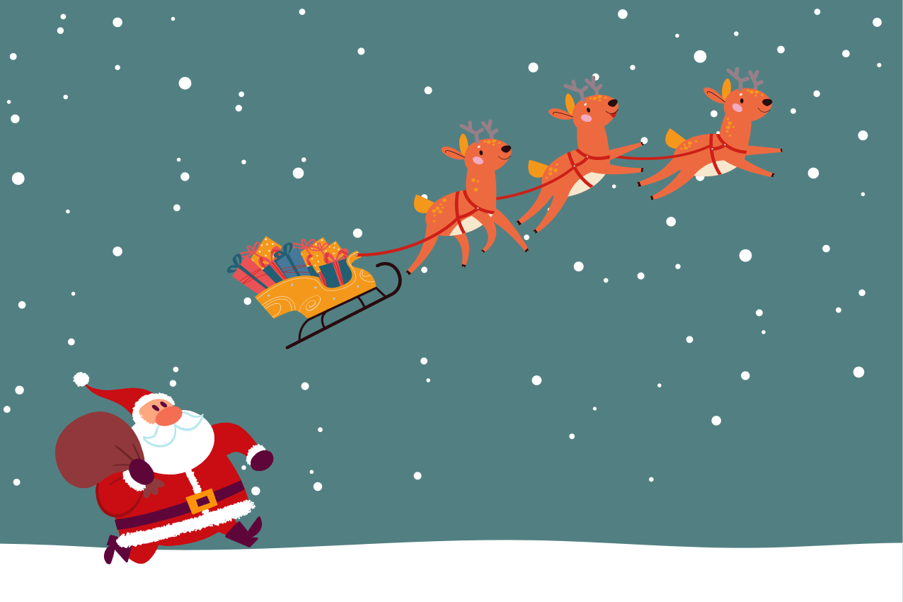 크리스마스 식탁보 산타클로스 썰매타기 - TenStickers