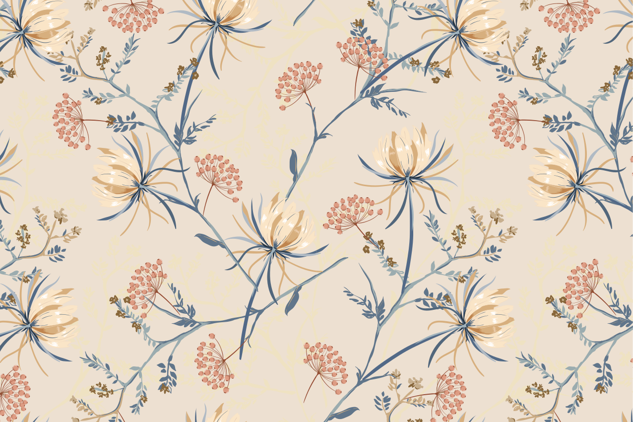 질감이 있는 식탁보 - 꽃무늬 포인트 - TenStickers