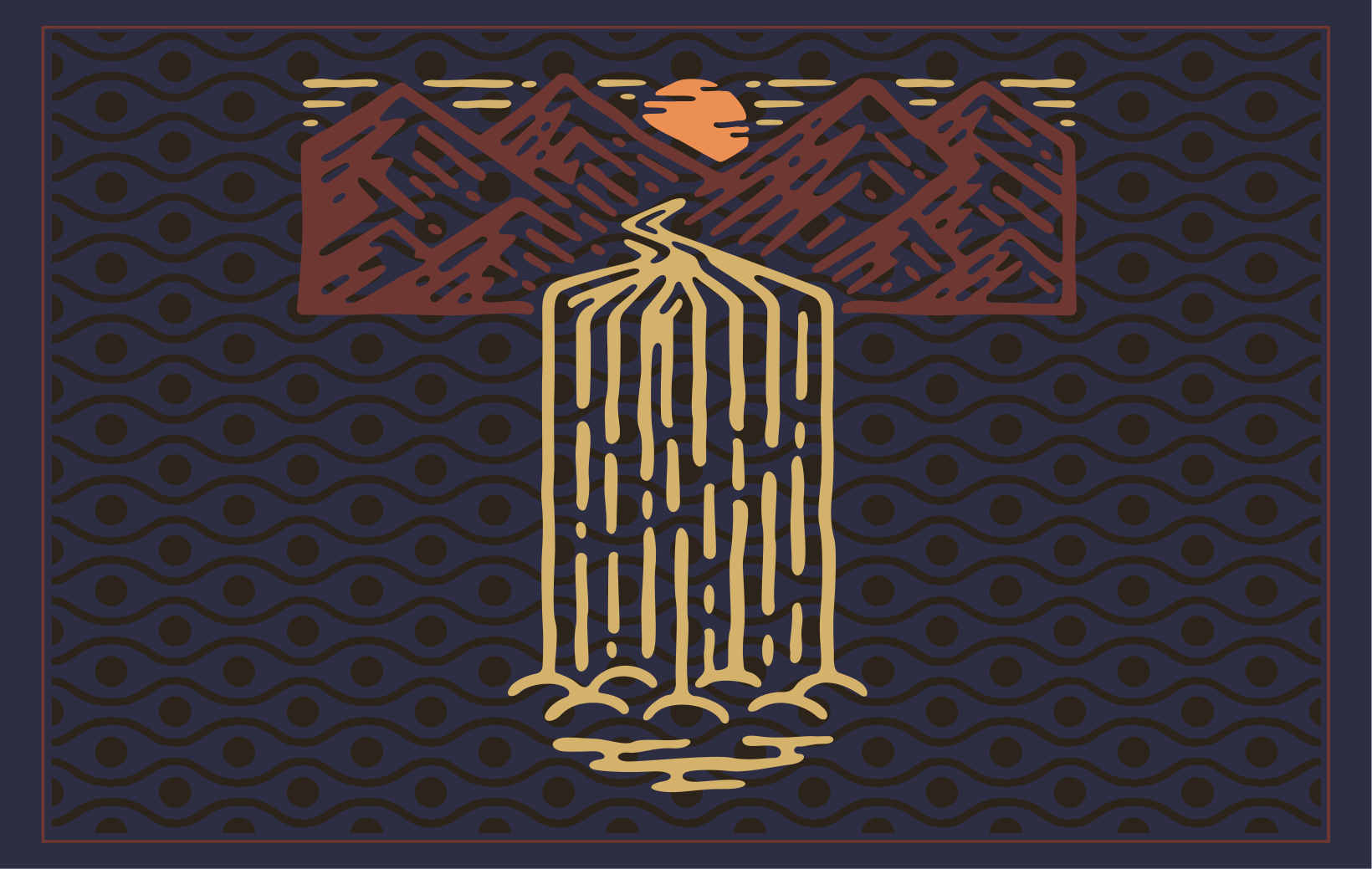 벽난로 카프리초소 산의 폭포 풍경 - TenStickers