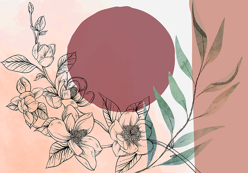 현대식 식탁보 - 플로랄 미니멀리즘 악센트 - TenStickers