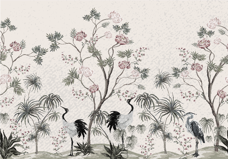 어린 이용 식탁보 꽃 사이의 학 - TenStickers