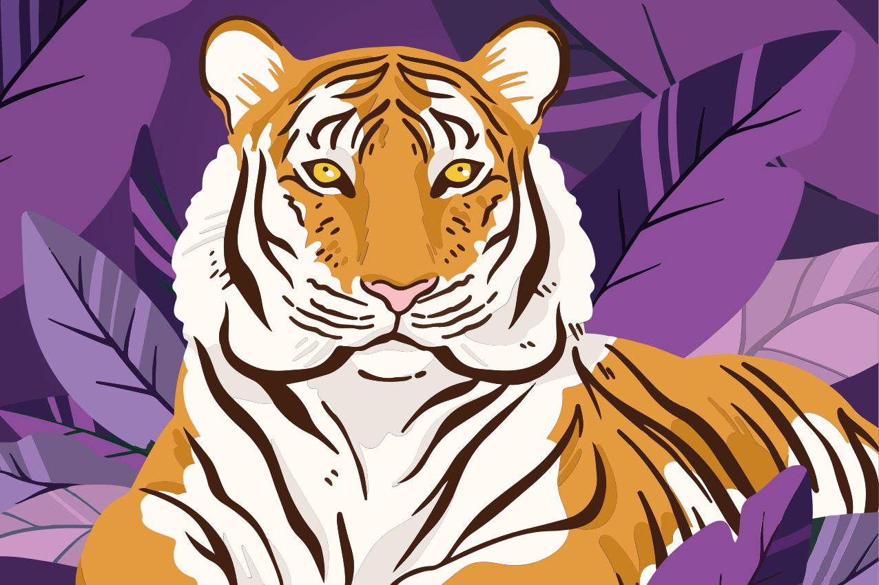 어린 이용 식탁보 호랑이 초상화 - TenStickers