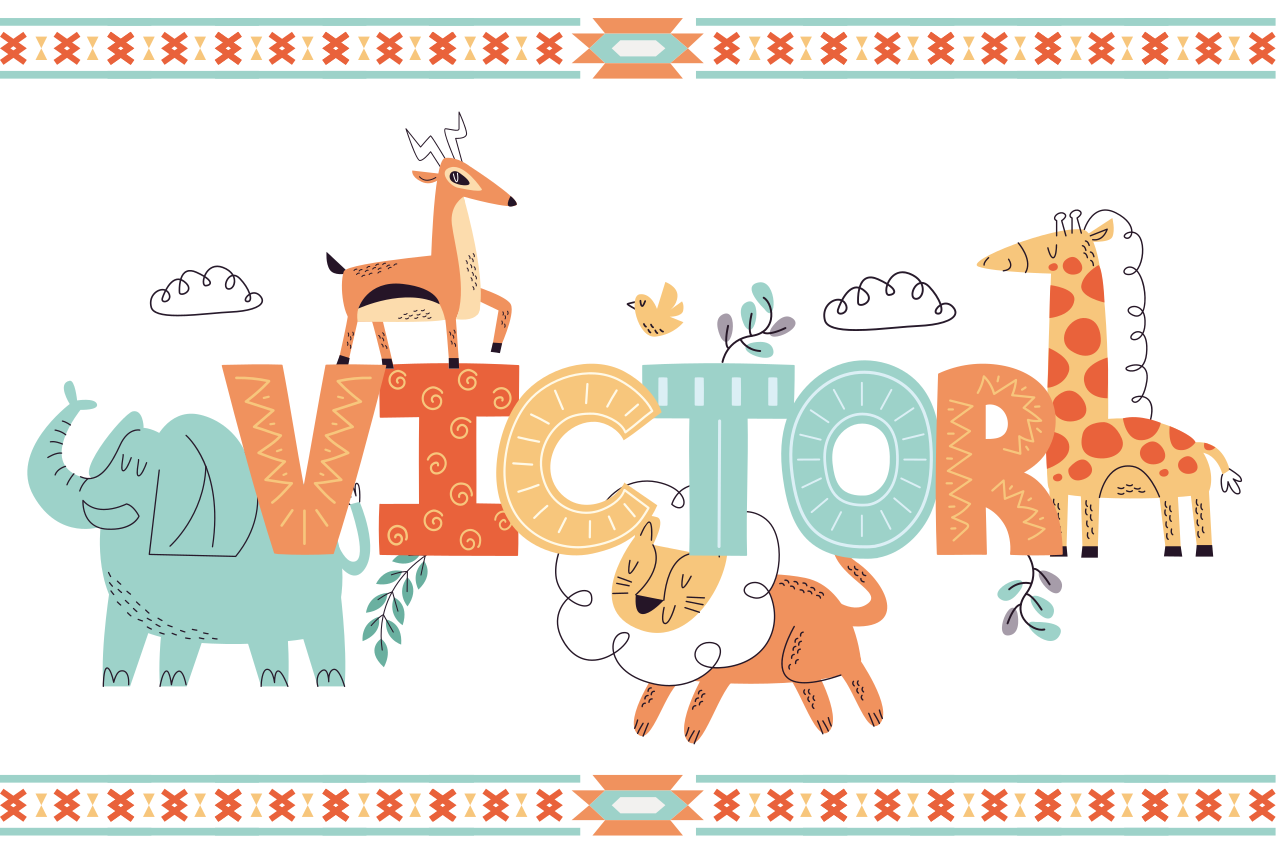 어린 이용 식탁보 동물 이름 아트 - TenStickers