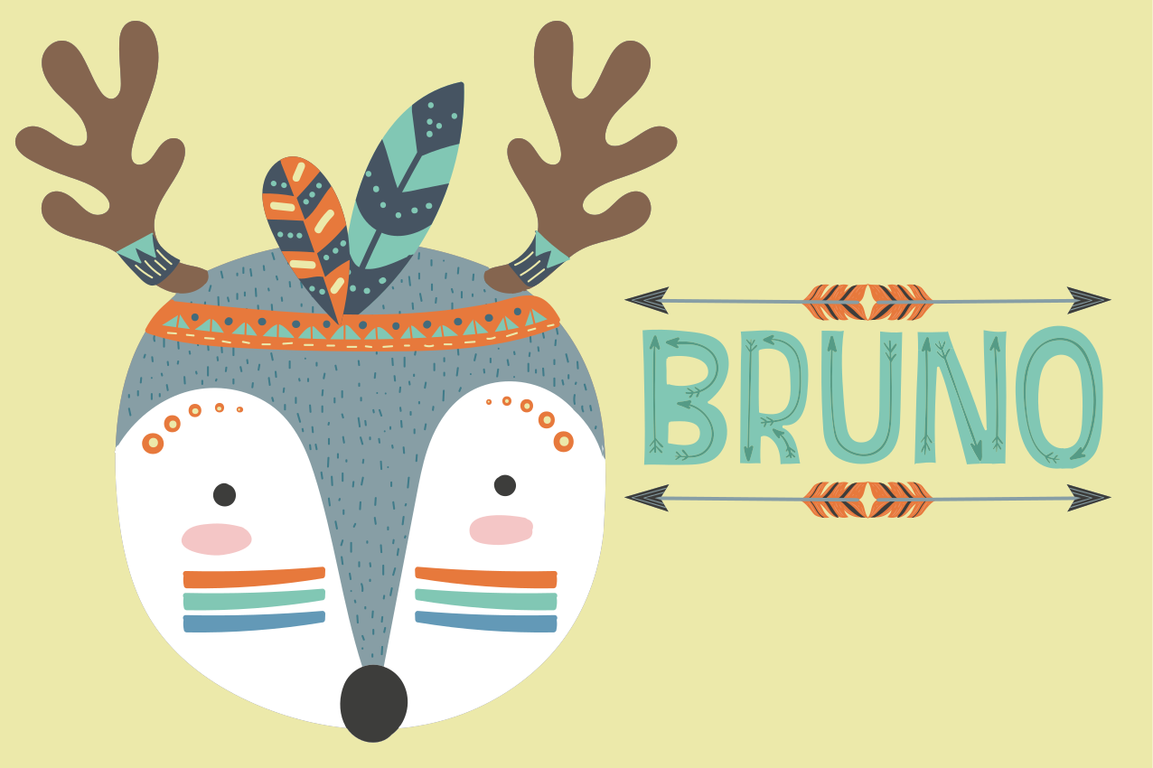 어린 이용 식탁보 귀여운 순록 얼굴 - TenStickers