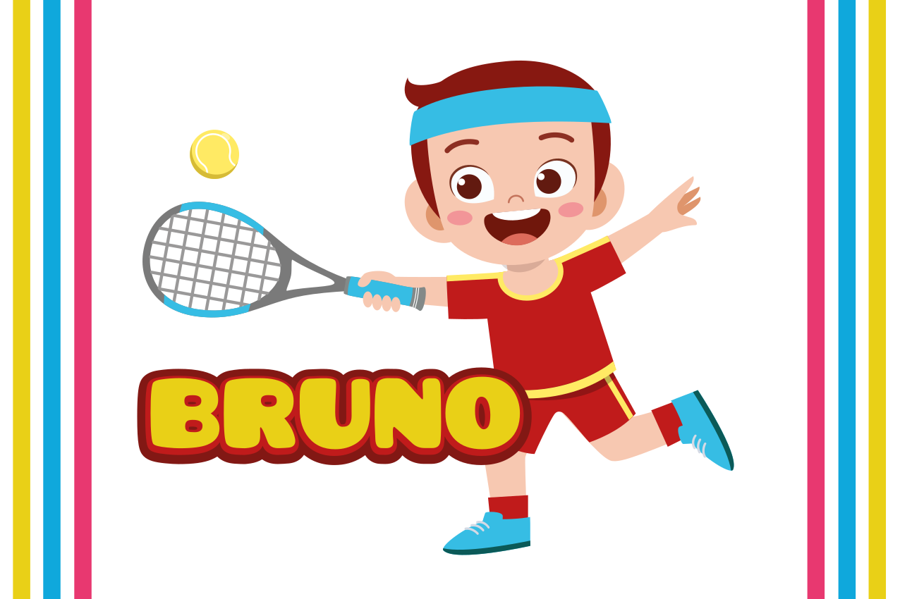 이름 플레이스매트가 있는 어린이 테니스 선수 - TenStickers