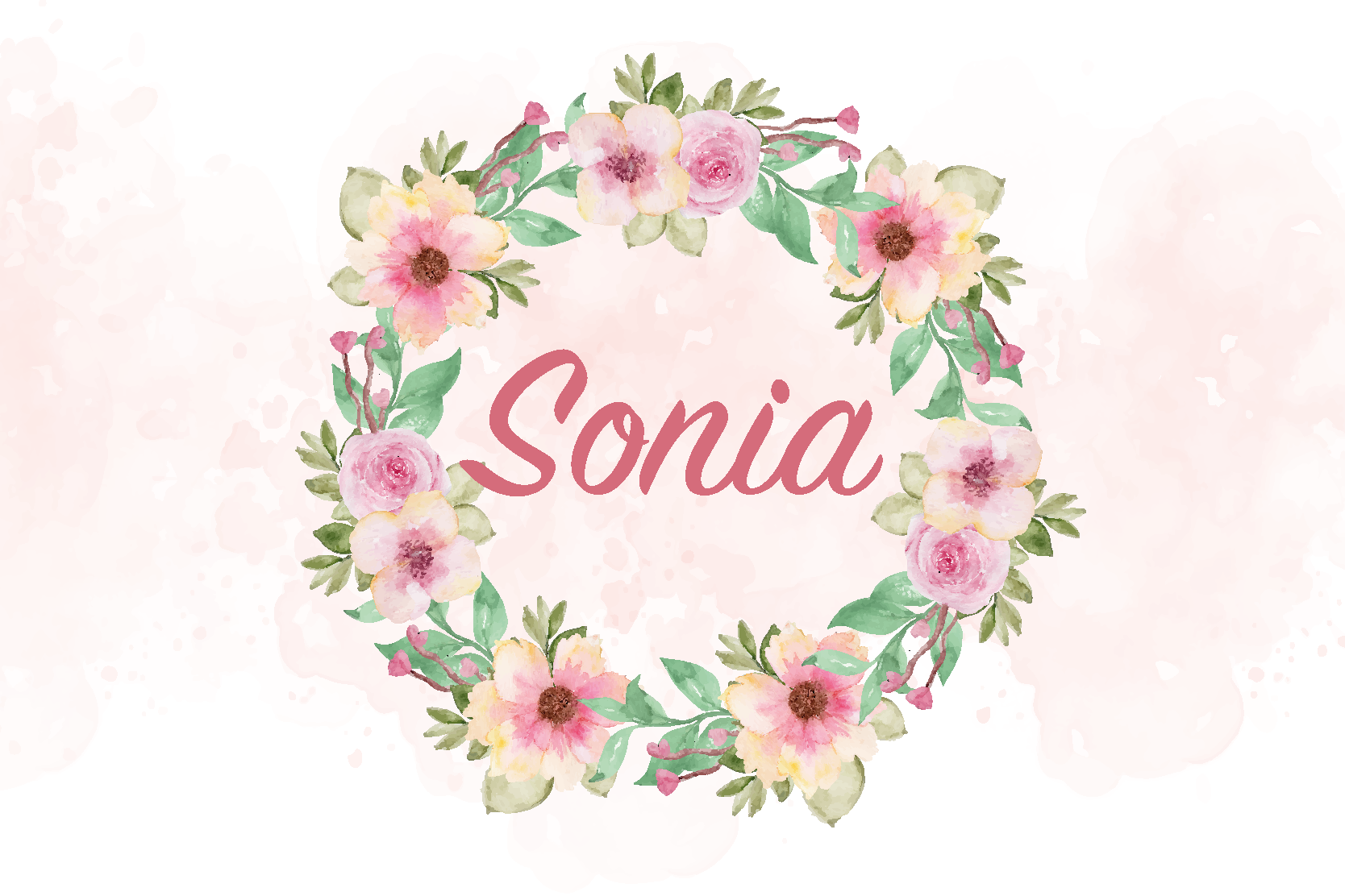 이름이 있는 식탁보 수채화 꽃 - TenStickers